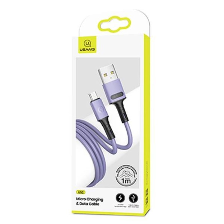 USAMS U52 microUSB 2A Gyors töltőkábel 1m lila SJ435USB04 (US-SJ435)