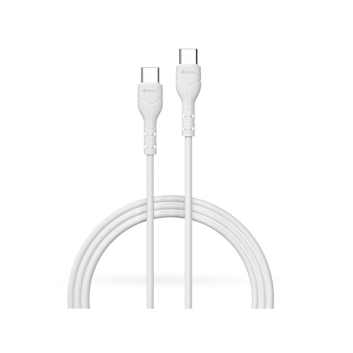 Devia USB Type-C - USB Type-C adat- és töltőkábel 1 m-es vezetékkel - Devia Kintone Series Type-C To Type-C Cable - 15W - fehér - ECO csomagolás