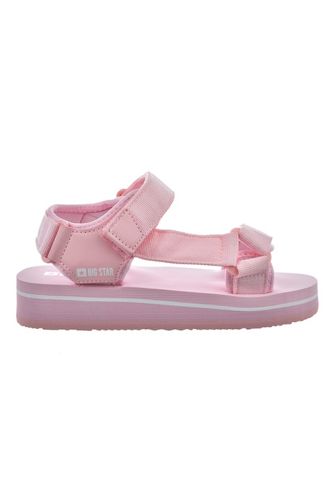 Big Star, Sandale wedge cu velcro, Roz pastel