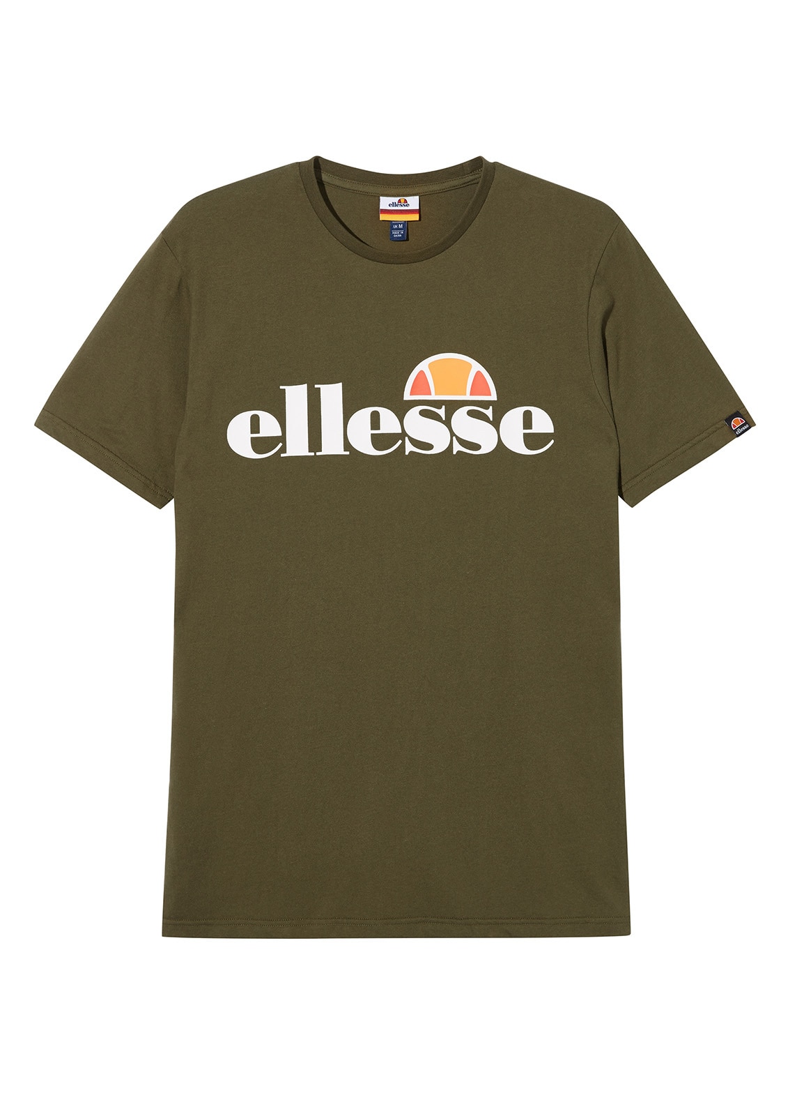 ELLESSE, Tricou cu decolteu la baza gatului si imprimeu logo Prado, Kaki, XS