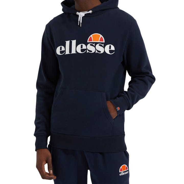 ELLESSE, Суичър с лого на Gottero с джоб тип "кенгуру", Тъмно син, XL