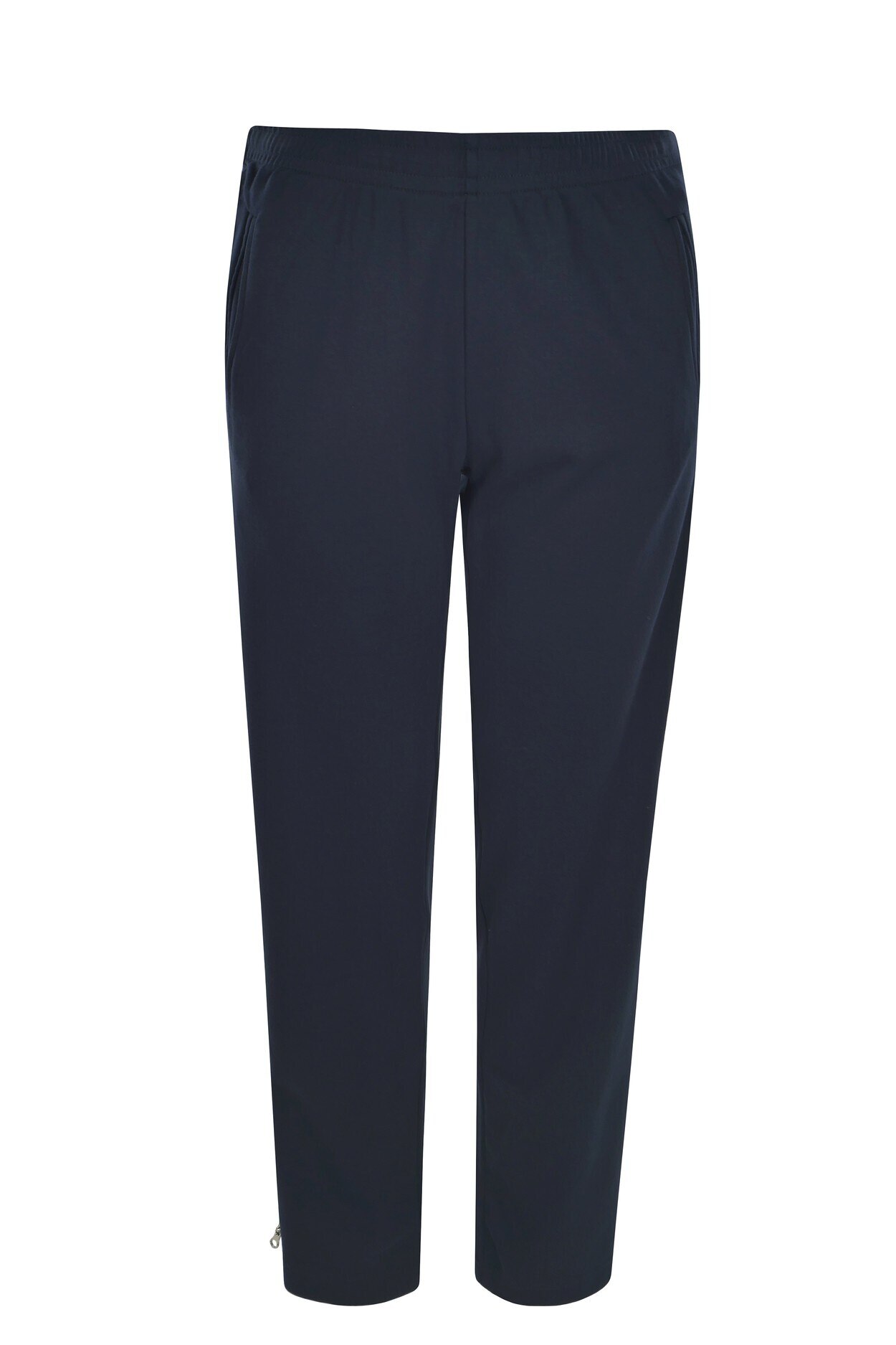 hajo, Pantaloni din amestec de bumbac cu snur si talie medie, Albastru, L