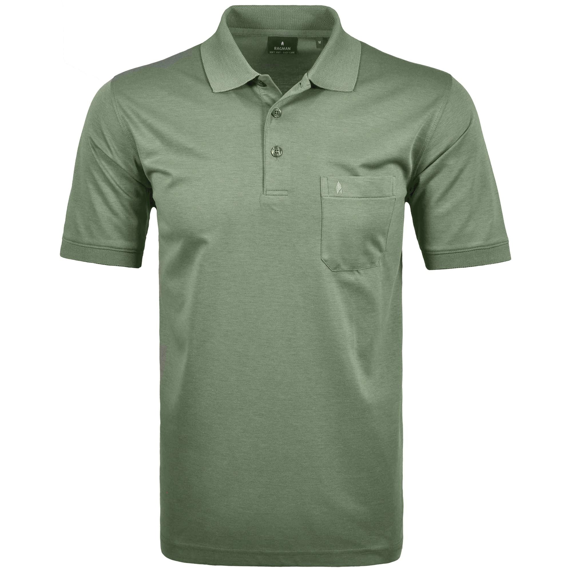 Ragman, Tricou polo cu buzunar pe piept, Verde, XL