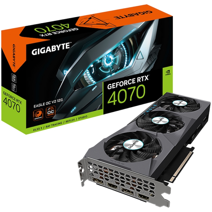 GIGABYTE GeForce RTX 4070 EAGLE OC V2 12GB Videokártya, GDDR6X, 192 bites