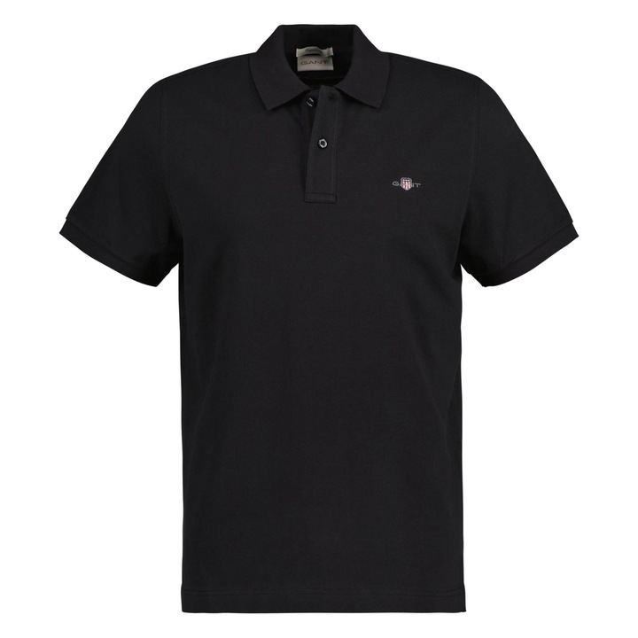 Gant, Tricou polo din bumbac pique Shield, Negru