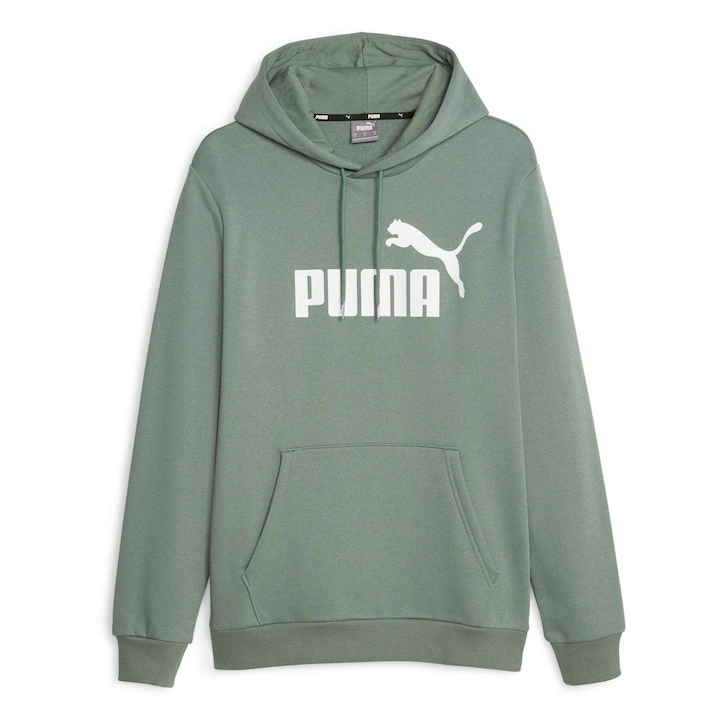 Puma, Hanorac cu imprimeu logo Essentials, Verde, XL