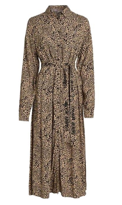 Rochie midi cu maneca lunga, Tommy Jeans, Viscoza, Bej, Bej, M