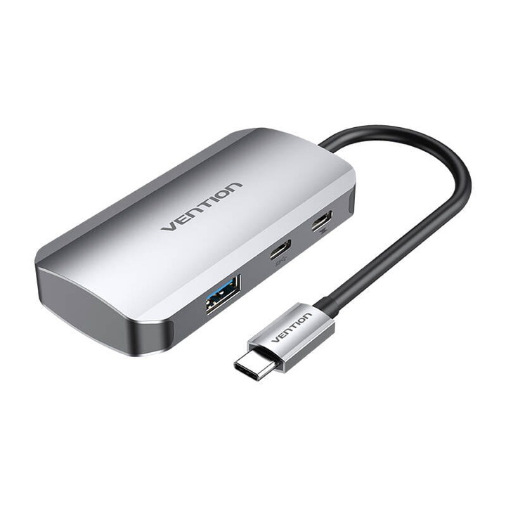 Докинг станция, отдушник, USB-C - USB-C, 3xUSB3.0, PD, сив