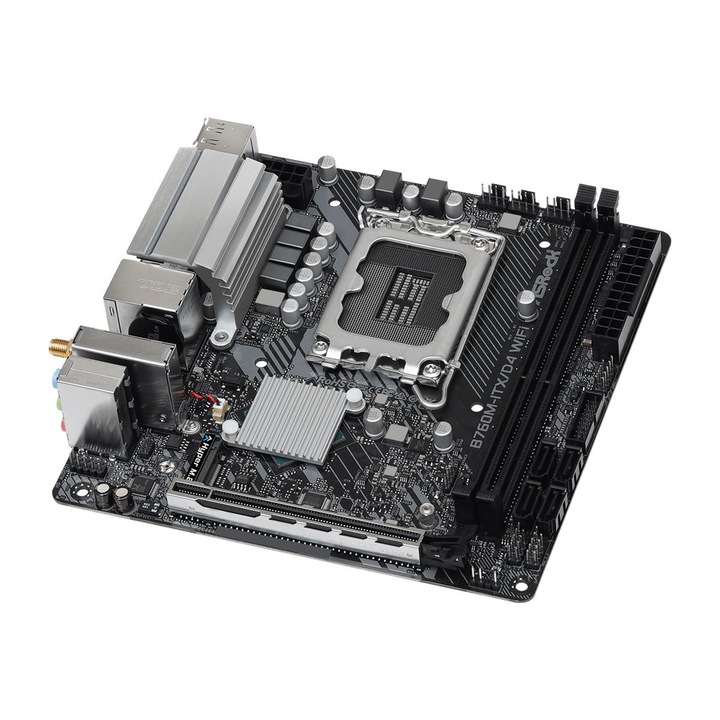 Дънна платка ASRock B760M-ITX/D4 WiFi - Motherboard - mini ITX - LGA1700 Socket - B760 Chipset - USB 3.2 Gen 1, USB-C 3.2 Gen 2x2 - Bluetooth, Gigabit LAN, Wi-Fi - onboard graphics (CPU required) - HD Audio (8-channel) B760M-ITX/D4WIFI