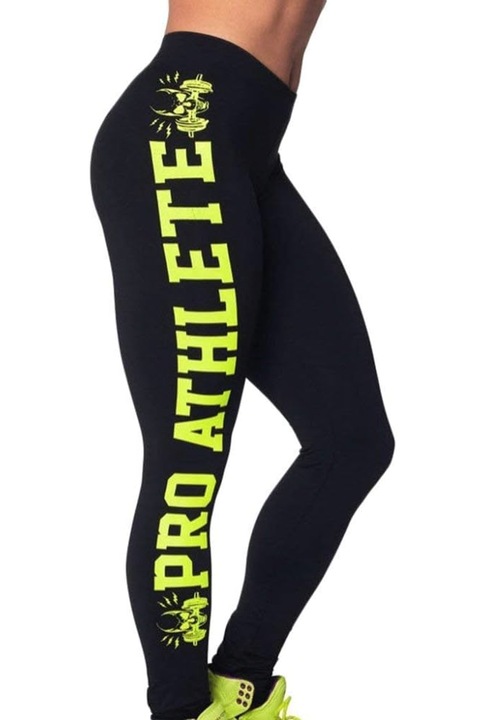 Colanti atleti profesionisti dama, Pro Athlete, Bumbac, Verde/Negru, XS