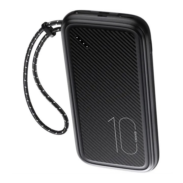 USAMS CD150 vésztöltő 2 USB / Type-C / microUSB (10000 mAh, 5V/2A, 37W, LED jelző, kézpánt) FEKETE CAT S60, Apple iPhone 7 4.7, Evolveo Strongphone Q5, Apple iPhone 7 Plus 5.5, Blackberry DTEK50