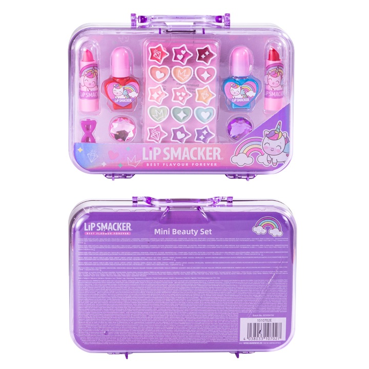 Детски комплект за грим Lip Smacker, в лилаво куфарче,22 части