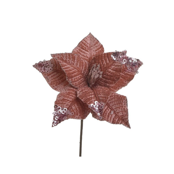 Decoratiune brad floare roz, H 55 cm