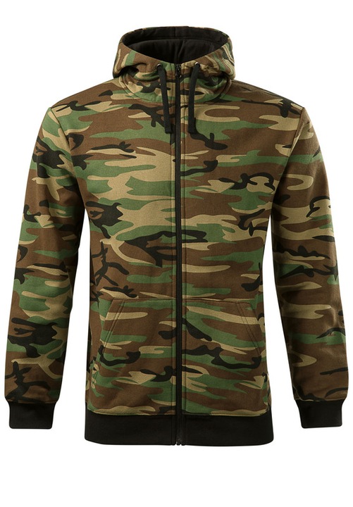 Hanorac pentru Barbati, Camouflage, 65% Bumbac, Buzunar Tip Marsupiu, Gluga Captusita cu Snur, Maro