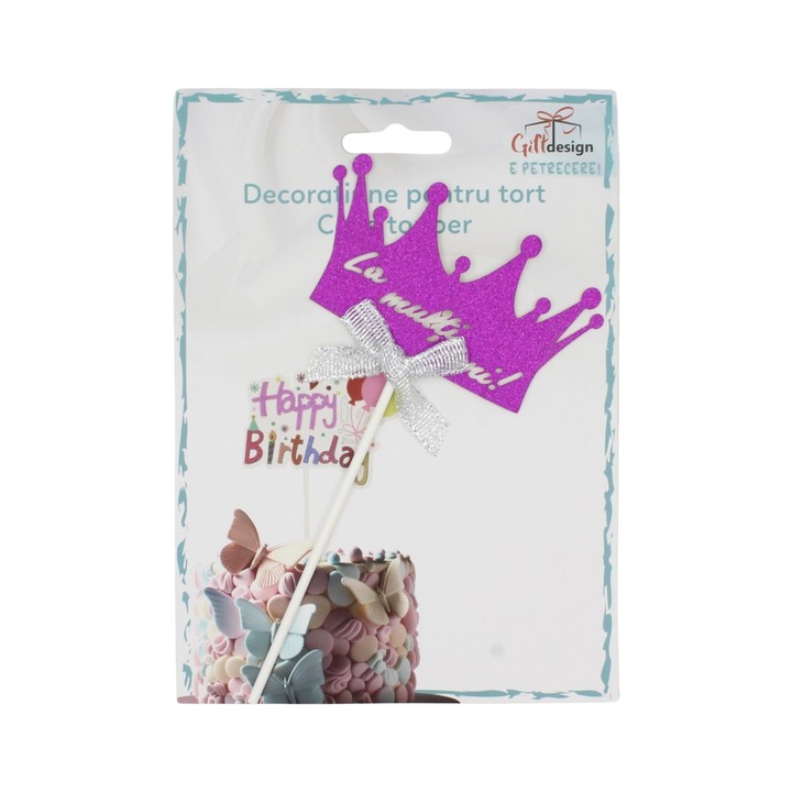 Лилава корона модел топер за торта