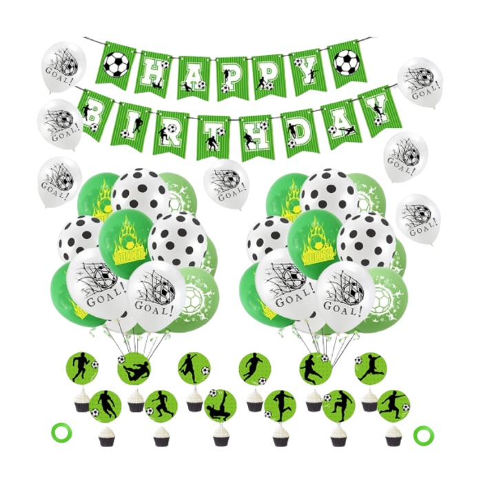 Юбилеен комплект Smileh на футболна тема зелено/бяло/черно, латекс/хартия 35 части