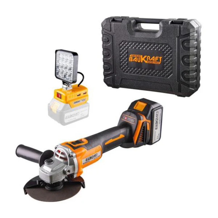 Akkumulátoros sarokcsiszoló BK-BAG72, 18 V, 4 Ah, 125 mm, Baukraft 020803