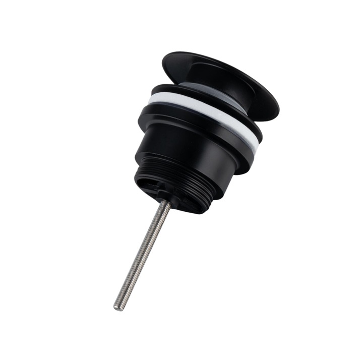 Вентил за мивка, Balneo, Click-Clack D, черен универсален месинг диаметър G1 1/4 Универсален за повечето мивки, 100% неръждаем, със силиконови уплътнения