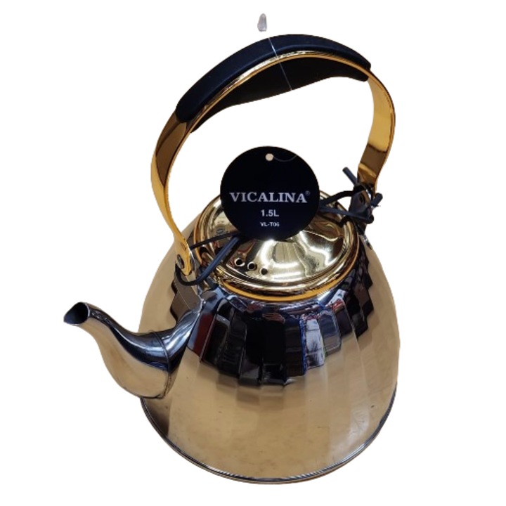 Ceainic auriu Vicalina, cu maner, 1.5L