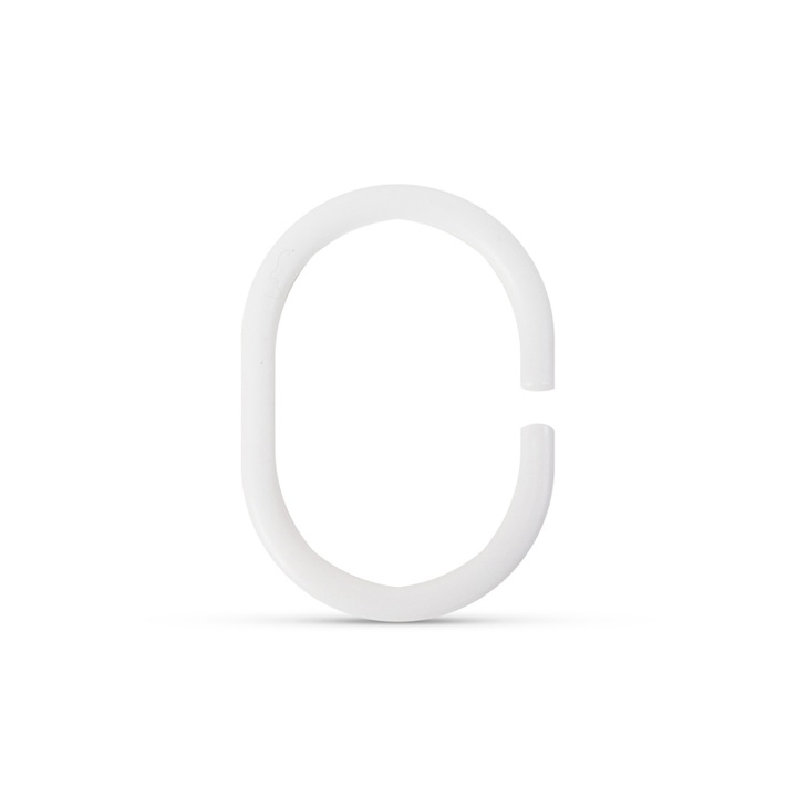 Set de 12 Inele Perdea de Dus, Plastic, Oval