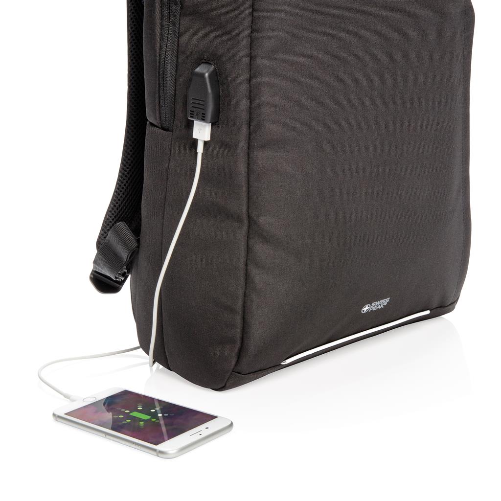Rucsac laptop Swiss Peak AWARE™ RFID si USB A
