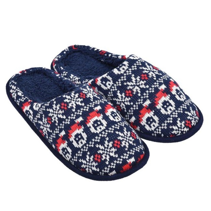 Papuci de casa pentru Barbati Shopiens®, Albastri Albi Zakar Captuseala din Blana, Albastru