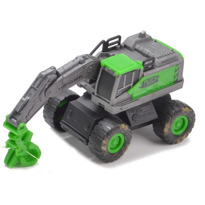 Jucarie vehicul de constructii, Trifox, Plastic, Gri/Verde