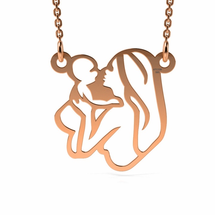 Colier din aur roz model Mama cu copil