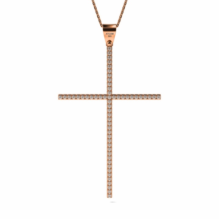 Colier din aur roz cu diamante model Cross of Love