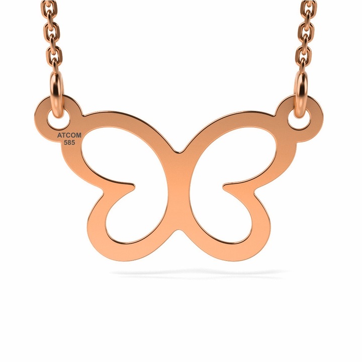 Colier din aur roz model Butterfly