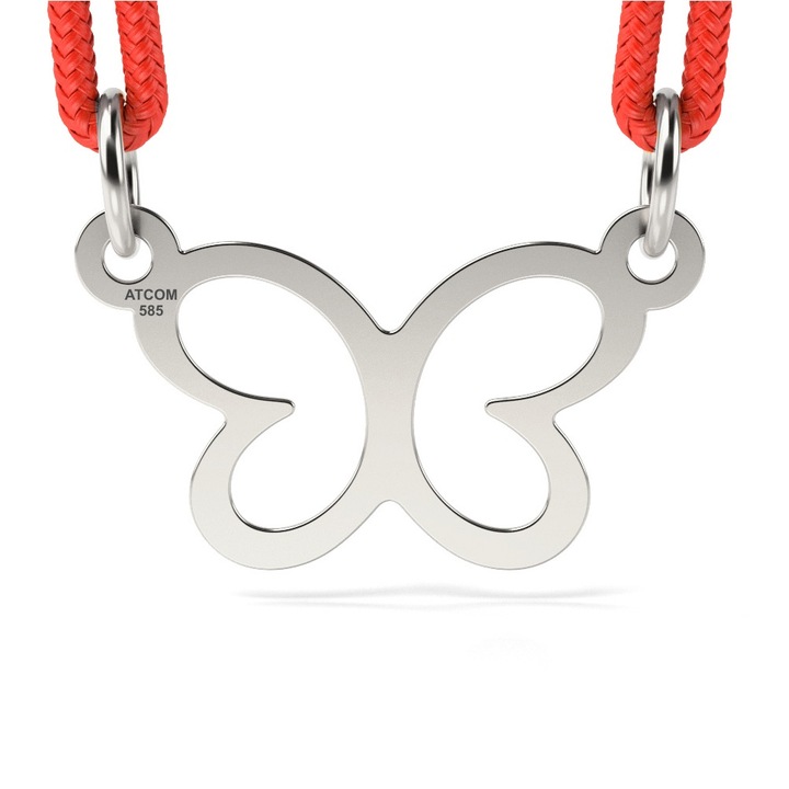 Pandantiv din aur alb cu snur model Butterfly