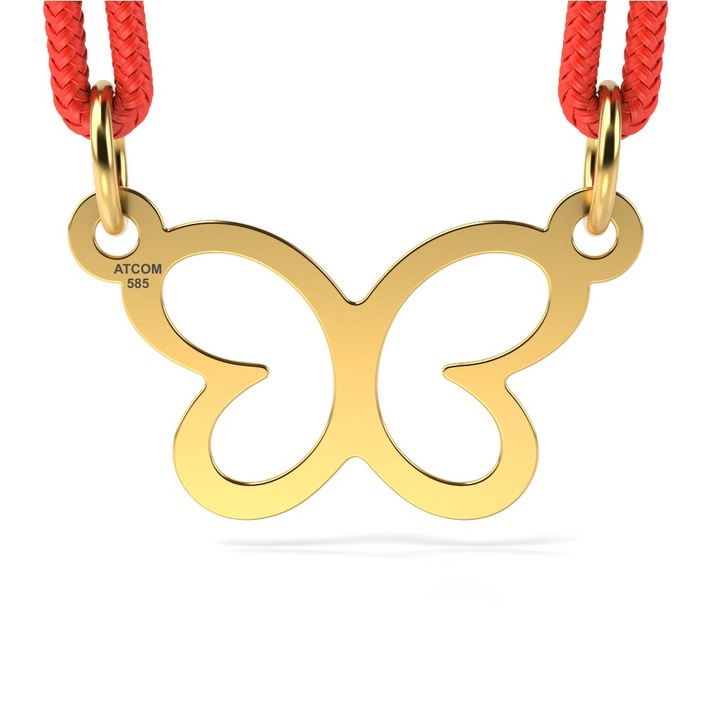 Pandantiv din aur galben cu snur model Butterfly