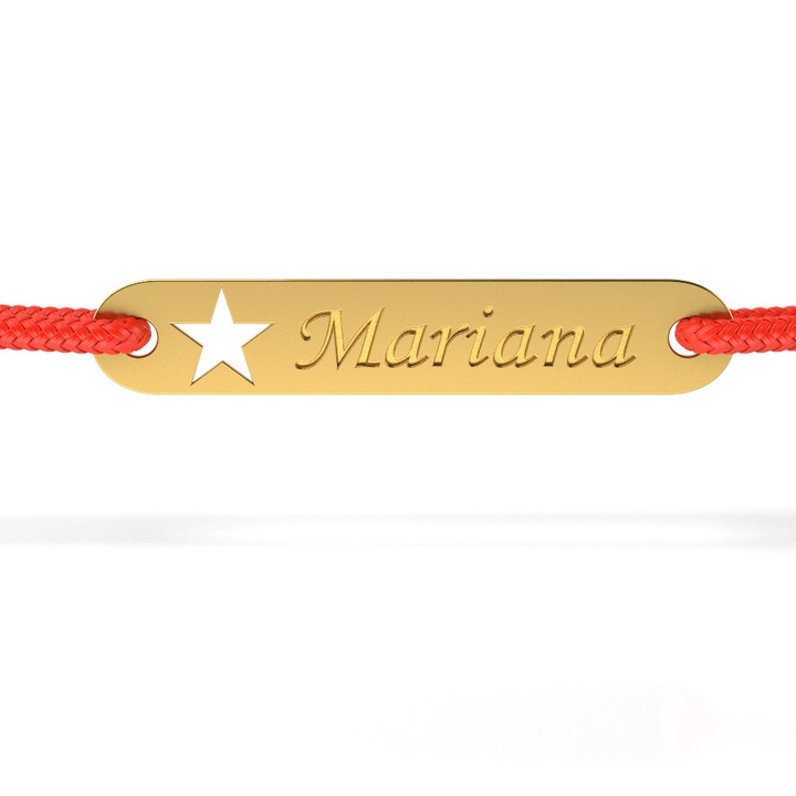 Bratara din aur galben cu snur model Placuta cu stea