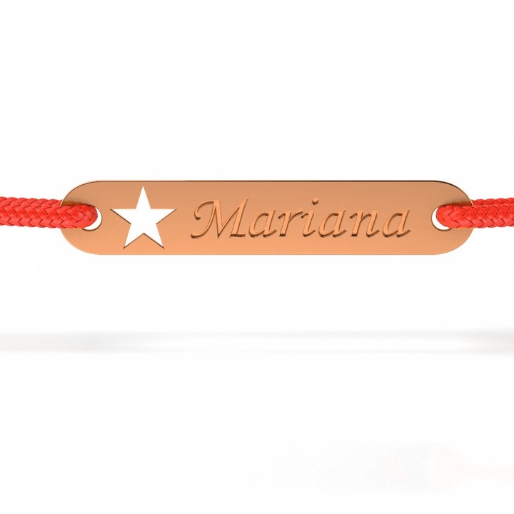 Bratara din aur roz cu snur model Placuta cu stea