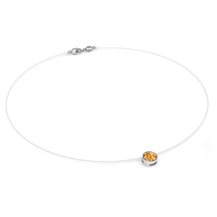 Colier fir transparent cu Cristal Swarovski Auriu in Caseta din Argint 925, reglabil 38-41 cm