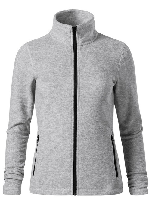 Jacheta Fleece de Dama, 100% Poliester Reciclat, Slim Fit, Calduroasa, Elemente Contrastante, Gri deschis