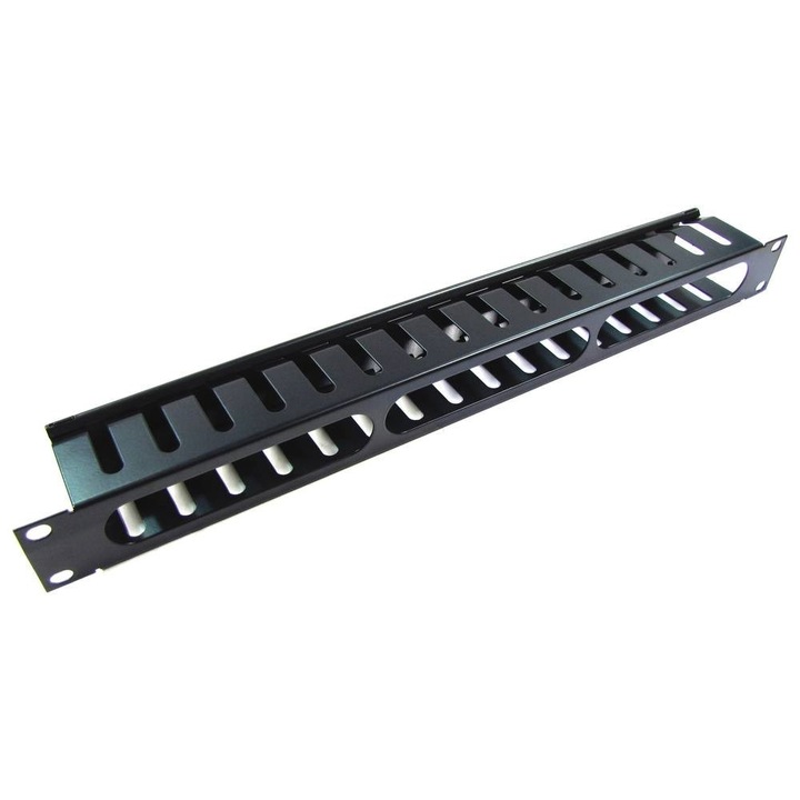 Ghidaj organizator cabluri pentru rack, metalic, negru, 1U, wire ...