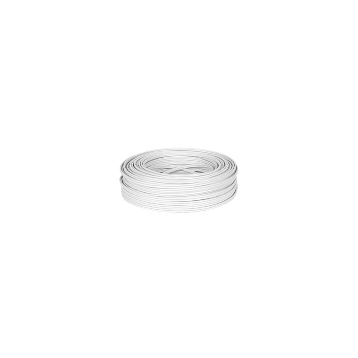 Cablu coaxial RG59 Alb, 32 fire cupru x 0.12mm, 100 m, conductor 0, 75 mm, Alimentare 2 x 0.35 mm