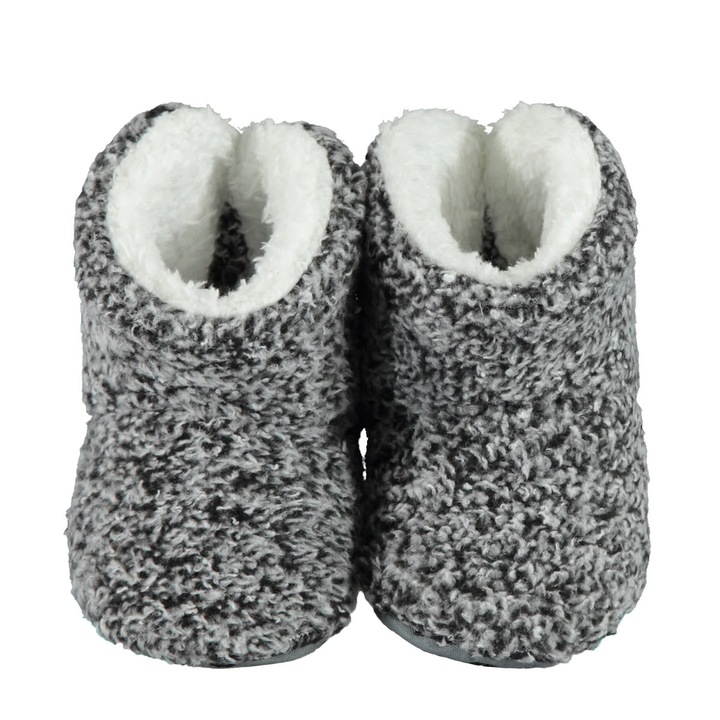 Botosei pufosi imblaniti DREAMY STEPS pentru copii/unisex, ERAKIDS, talpa antiderapanta, Gri