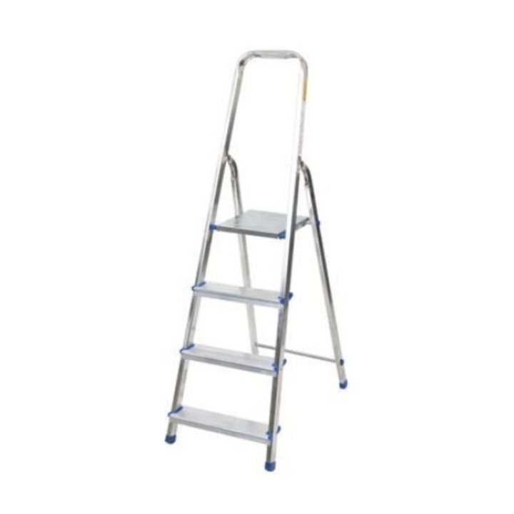 Összecsukható létra, 4 lépcsős, 3 fokos és 1 platform, alumínium