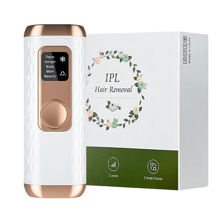 Epilator IPL, 5 Trepte intensitate, Alb