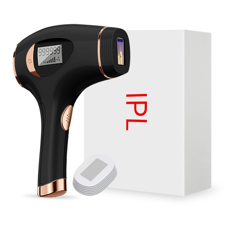 IPL епилатор, LCD дисплей, 5 нива на интензитет, черен