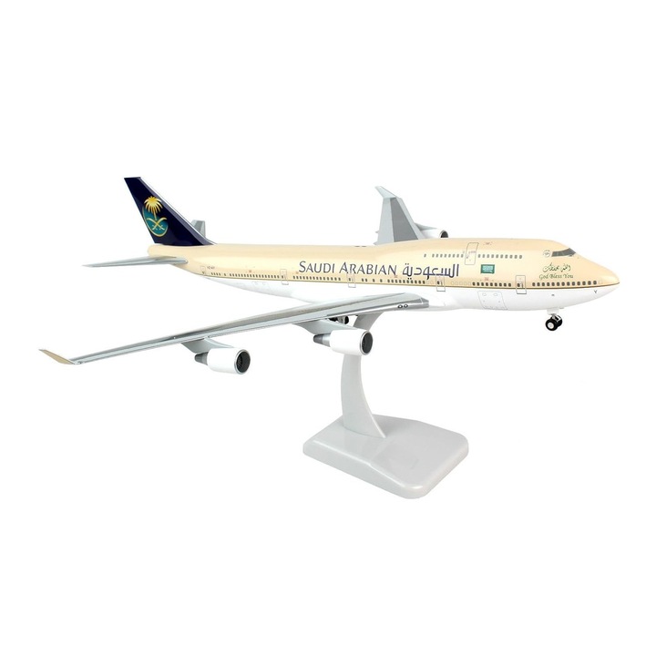Модел на самолет Boeing B747 на Saudi Air, метал, 20 см, Мащаб 1:250