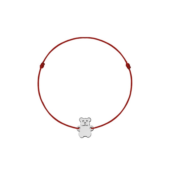 Állítható zsinóros karkötő 925 ezüst charm-mal, medve