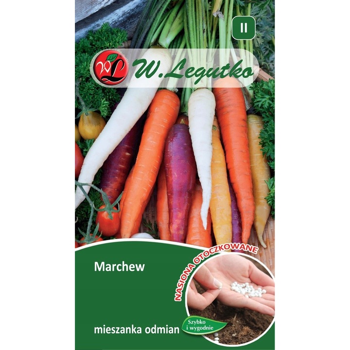 Seminte morcovi, W.Legutko, 5.8g, Amestec de culori, Instructiuni incluse, Multicolor