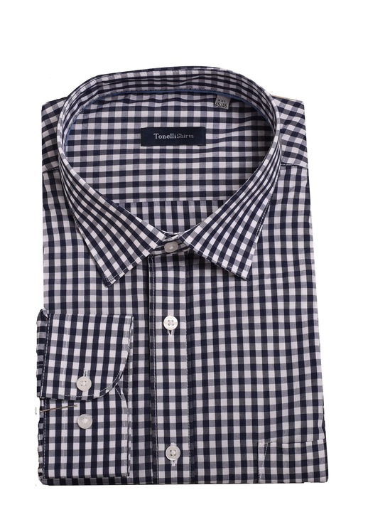Camasa Tonelli din amestec de bumbac, Model Patrate mici, Tipar Clasic, TL30002-T6
