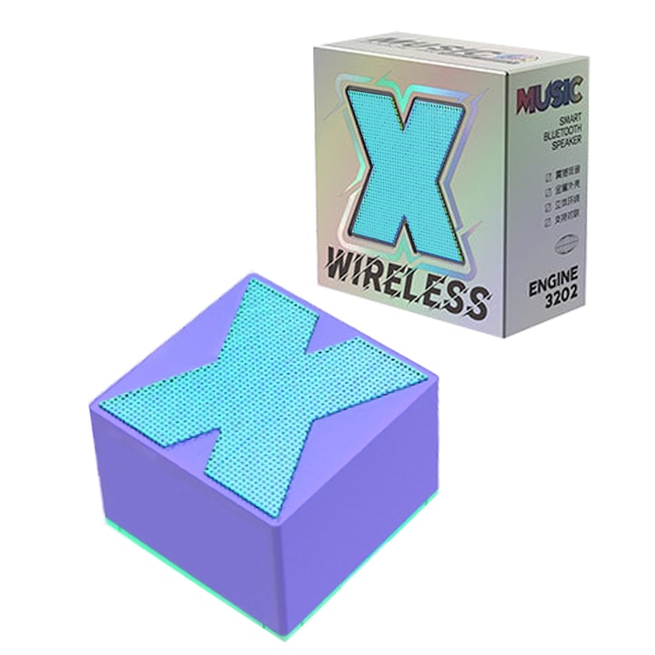 Boxa portabila, Bluetooth 5.0, sunet 360°HD, USB Type-C, baterie de 400 mAh, Rezistenta la apa, Mov/Albastru