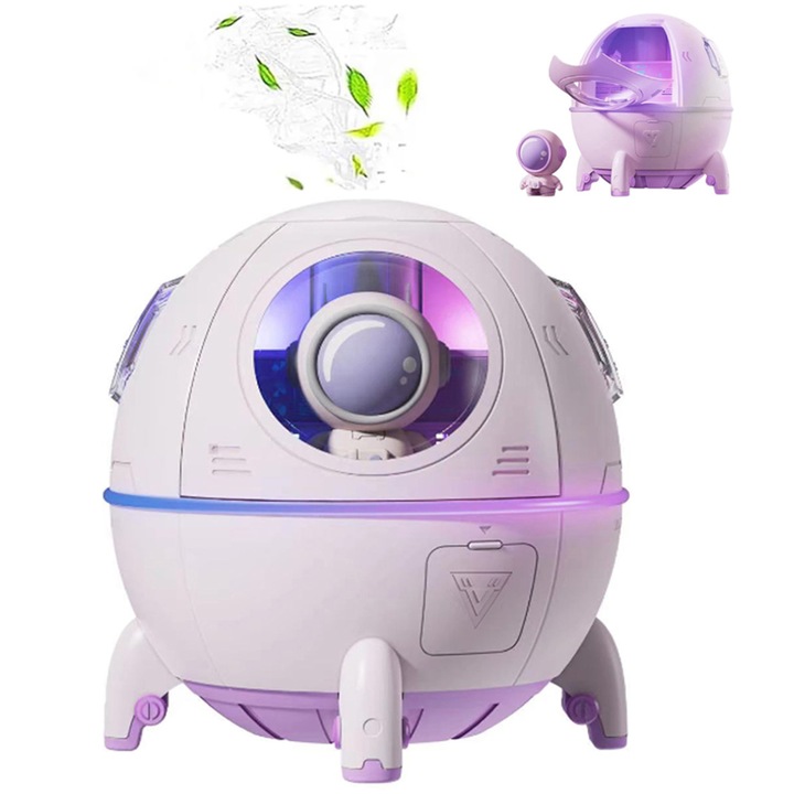 Umidificator cu proiectie, Zola®, difuzor de arome, 3 sabloane cu imagini, USB, 5 moduri de functionare, 14.5x 6.5 cm, verde