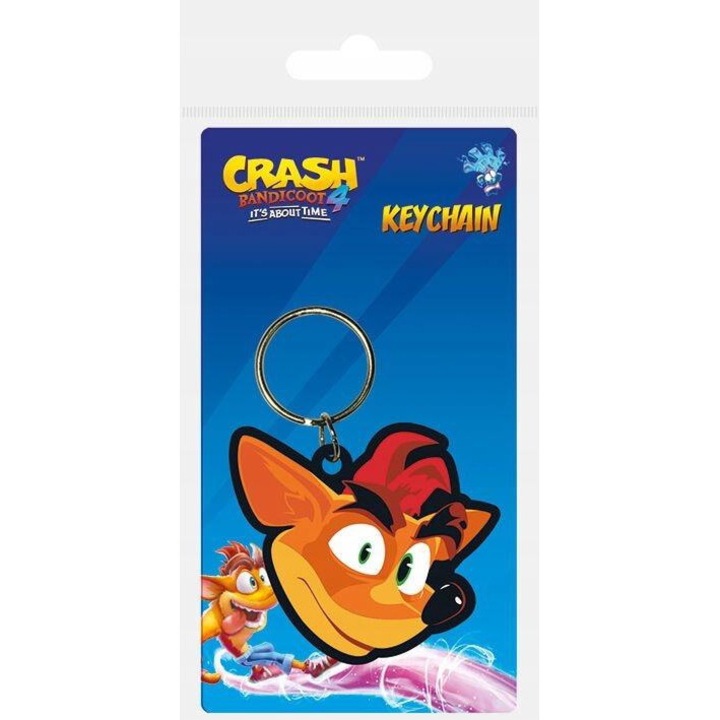 Kulcstartó Crash Bandicoot, piramis, fém/gumi, többszínű