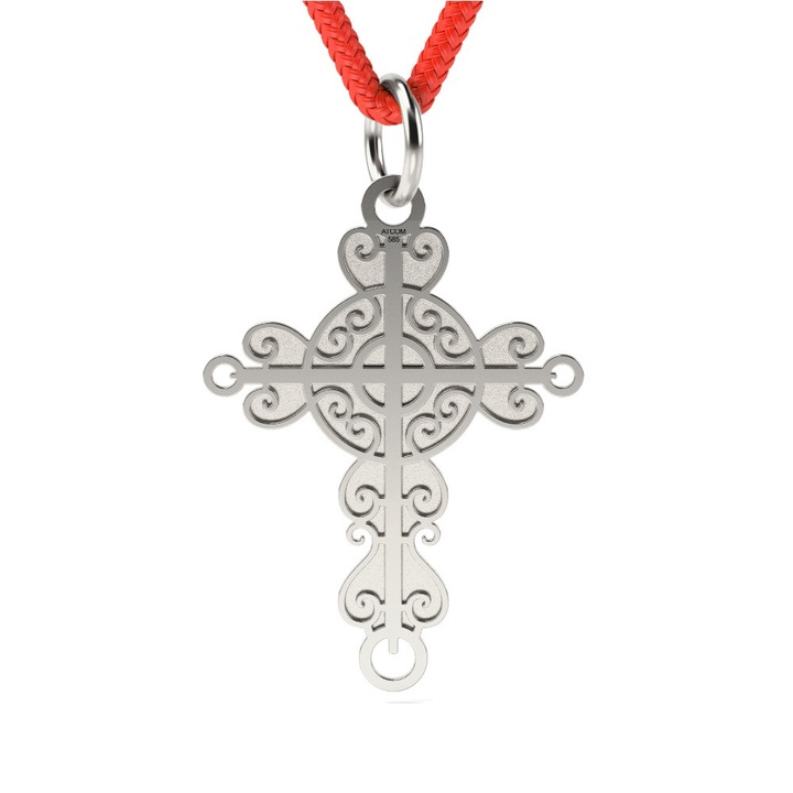 Pandantiv din aur alb cu snur model Cruce crestina